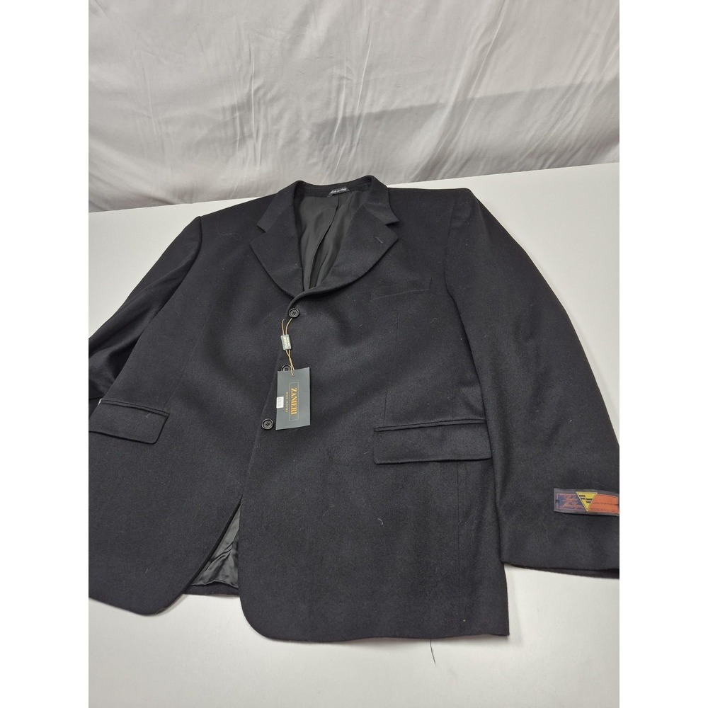 Zanieri Blazer Mens 52 Black Wool Cashmere Mario Zegna Sport Coat Italy NWT